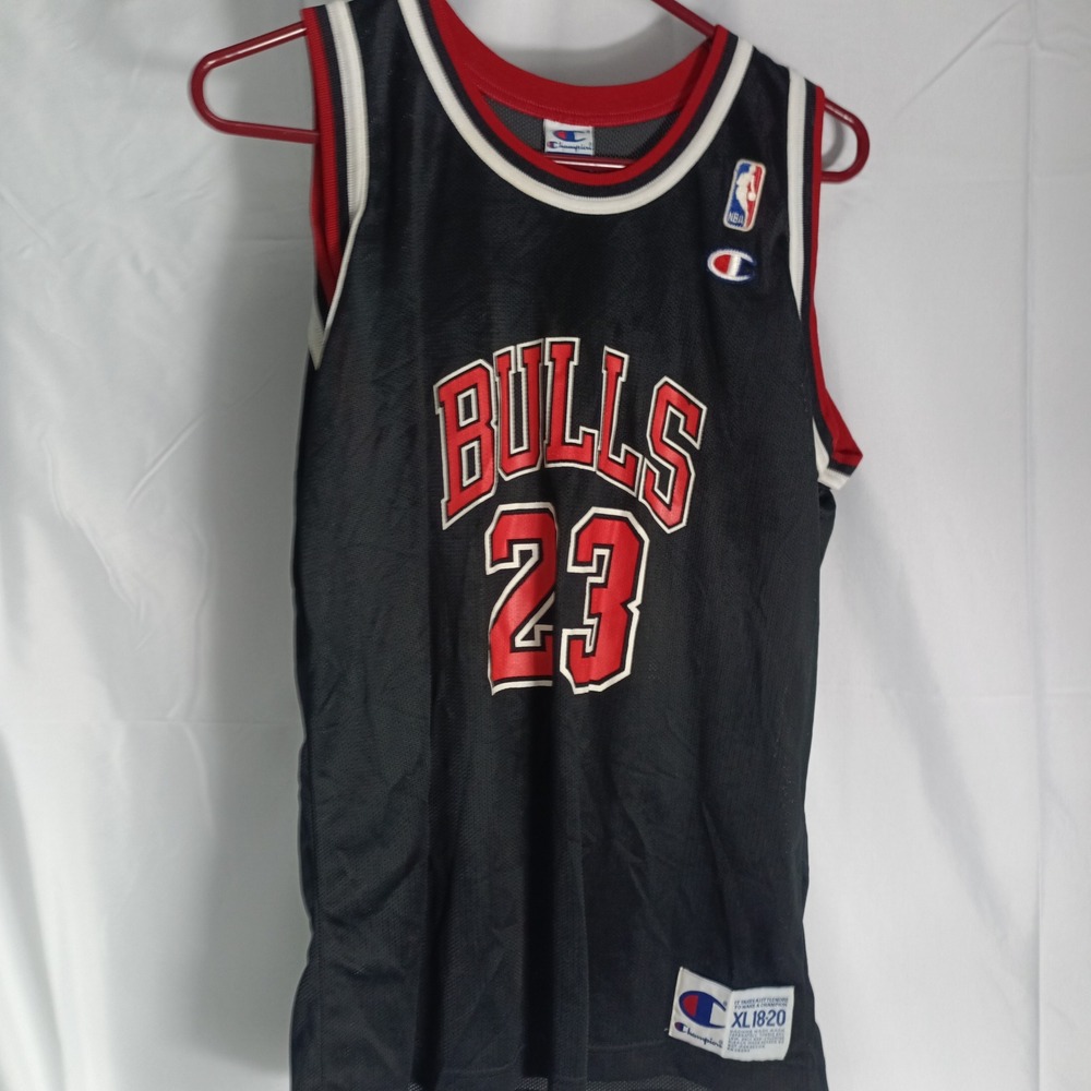 Champion Michael Jordan Chicago Bulls Jersey Kids XL 18-20 Black NBA Basketball